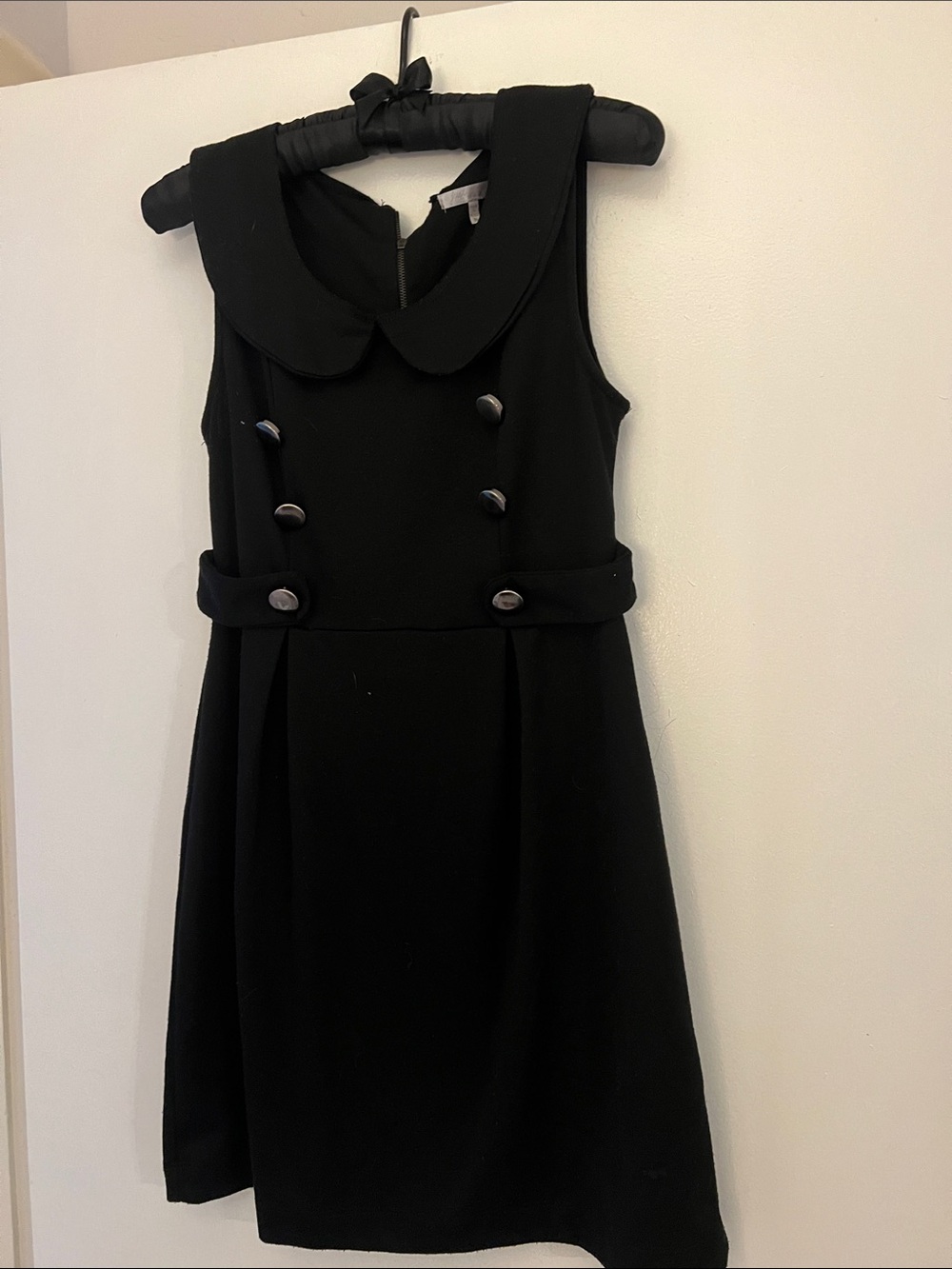 just ginger Black Sleeveless Mini Dress with Peter Pan Collar